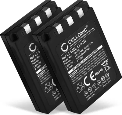 Produktbild von CELLONIC 2x Akku für Kamera Kompatibel mit Olympus µ 400, Mju/Stylus 300, µ 300, Li-10B - (1100mAh, 3.7V)