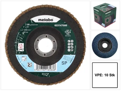 Zdjęcie produktu dla Tarcza listkowa Metabo P 40 125 mm 22,23 mm ( 10 x 623147000 ) do szlifierek kątowych