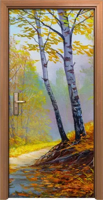 Produktbild von Türposter 90x200 cm Türaufkleber Türtapete Türfolie Klebefolie Landschafts Wald Bäume Wald Herbst