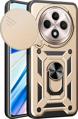 Image de Etui pour Oppo Reno12 F 5G, étui en silicone TPU avec anneau de support, protection de l'appareil photo Or