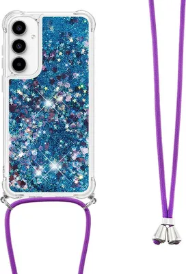 Produktbild von Samsung Galaxy A56 Hülle - Coverup Liquid Glitzer Back Cover mit Handykette - Blau