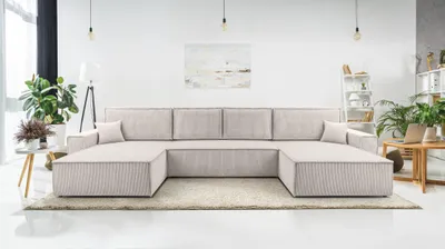 Image de AX LIVING Blanc Canapé U avec fonction sommeil Cedria U Salon 389 cm