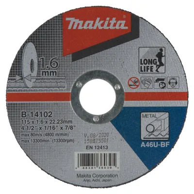 Image de MAKITA lame de coupe en acier 115x1,6x22,23 mm B-14102