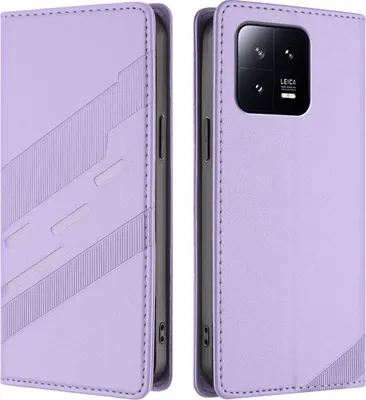 Image de Etui pour Xiaomi 13, étui portefeuille en cuirPolyuréthaneavec fente pour cartes et fonction stand Violett