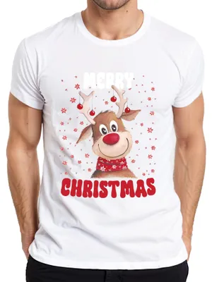 Obrázok produktu pre Veselé Vianoce Deer Reindeer Sweet - Xmas Christmas Pánske tričko, biele, S