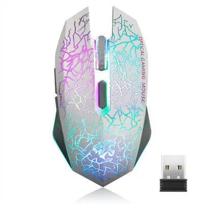 Imagen del producto de Ratón inalámbrico recargable con diseño ergonómico e iluminación LED, color blanco