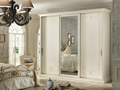 Produktbild von Schlafzimmer Kleiderschrank Schiebetüren Schrank Holz Mehrzweckschrank Spiegel