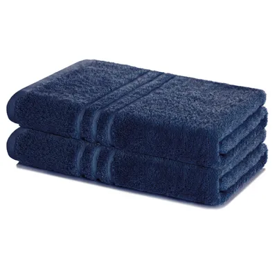 Produktbild von Lavea® 2er Set Duschtuch 70x140, Doppelpack, 100% Baumwolle Frottee, saugstark, weich und strapazierfähig, waschbar 60°C, trocknergeeignet, Handtuch, Handtücher, Duschtücher, Navy