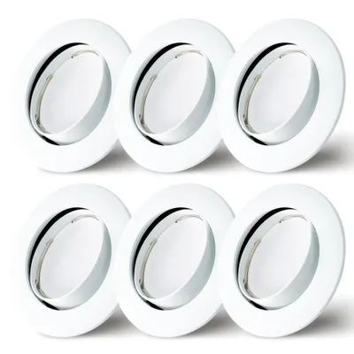 Produktbild von 6er Set Einbaustrahler Weiß Ø68mm Lochbohrung mit LED Modul 5 Watt 400 Lumen Warmweiß 2700K ultra flach 30mm schwenkbar