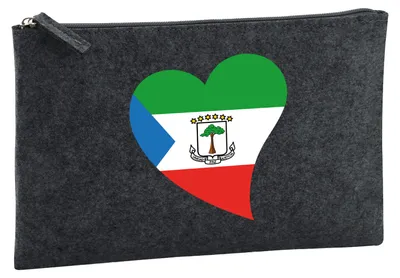 Produktbild von Huuraa Kulturbeutel Äquatorialguinea Flagge Herz 1 Liter Charcoal Filz Kosmetiktasche Geschenkidee