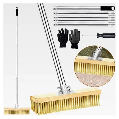 Produktbild von Stahldrahtbesen mit Teleskopstiel 150 cm – Drahtbesen zur Entfernung von Moos, Unkraut und Algen, Robuster Straßenbesen für Pflastersteine, Terrasse und Garten