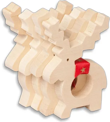 Produktbild von Serviettenringe, Rentier, 4er Set aus Holz 10 cm