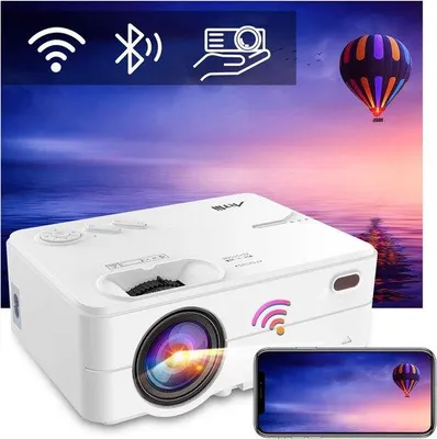 Image de Mini-projecteur WiFi Bluetooth Full HD 1080p pour home cinéma, compatible avec iOS, Android, clé TV, PS4 et Xbox