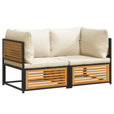 Produktbild von 2-tlg. Garten-Sofa-Set mit Kissen Massivholz Akazie