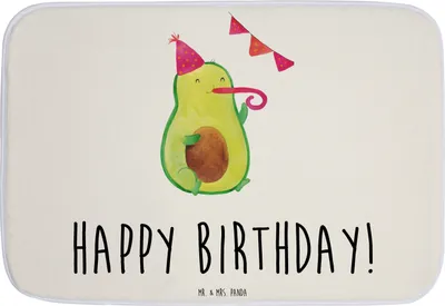 Produktbild von Mr. & Mrs. Panda Badematte Avocado Geburtstag - Weiß - Geschenk, Feier, Alles Gute, duschmatte, Happy Birthday, Duschvorleger, Badteppich, Party, Badezimmerteppich
