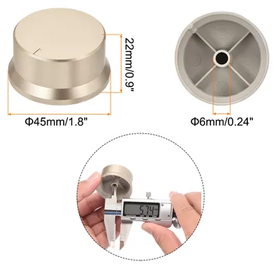 Image de Bouton de potentiomšštre rotatif avec axe en forme de fleur de prunier et šŠchelle, trou de 6 mm de diamšštre, šŠlectronique en plastique doršŠ clair de 0,9" H x 1,8" de diamšštre