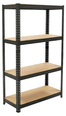 Immagine prodotto di Brace 75 - Scaffale in metallo 150x73x30 cm 4 ripiani carico max 700 Kg Scaffalatura per Garage in Metallo e MDF Nero