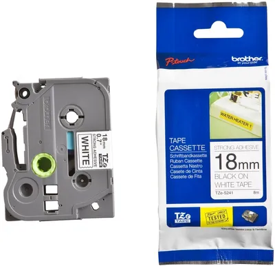 Produktbild von Brother TZe-S241 - Extra starker Klebstoff - Schwarz auf Weiß - Rolle (1,8 cm x 8 m) 1 Kassette(n) laminiertes Band - für Brother PT-D600, P-Touch PT-1880, D450, D800, E550, E800, P900, P950, P-Touch EDGE PT-P750