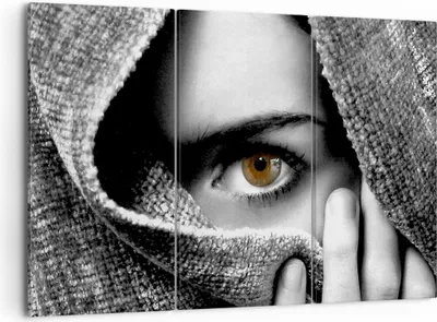 Produktbild von Bild auf Leinwand - Leinwandbild - Frau Gesicht Schal Geheimnis - 105x70cm - Wand Bild - Wanddeko - Leinwanddruck - Bilder - Kunstdruck - Wanddekoration - Leinwand bilder - Wandkunst - CE105x70-0378