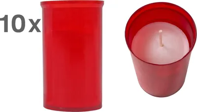 Produktbild von 10x Grabkerze rot Tagebrenner Grablicht Trauerkerze Grableuchte Grabschmuck