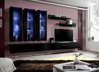 Produktbild von Moderne Design Wohnwand TV-Ständer Holz Wohnzimmer Möbel Einrichtung Wand Regale