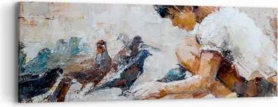Produktbild von Bild auf Leinwand - Leinwandbild - Kind Vogel Karma - 90x30cm - Wand Bild - Wanddeko - Wandbilder - Leinwanddruck - Bilder - Kunstdruck - Wanddekoration - Leinwand bilder - Wandkunst - AB90x30-3417