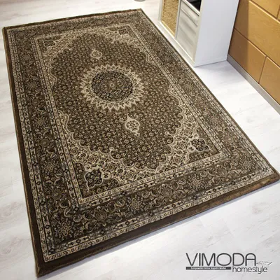 Produktbild von Klassischer Tibet Teppich, sehr dicht gewebt, mit Orient Muster in stilvollen Brauntönen - T0146, Maße:160 cm x 230 cm
