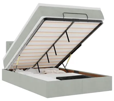 Productafbeelding van vidaXL Ottomanenbed met matras en LED-verlichting, lichtgrijs, 120x190 cm, fluweel