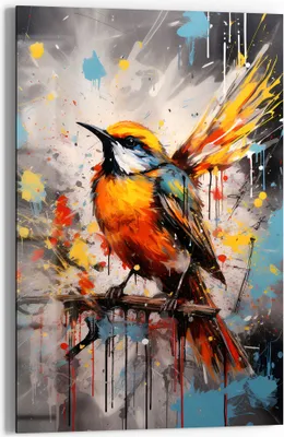 Produktbild von DEQOART Glasbild Echtglas 60x90 cm 'Lebendiger Farbenvogel' Wandbild Bild modern Deko