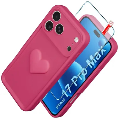 Zdjęcie produktu dla Etui do iPhone 17 Pro Max CASE silikonowe MATOWE serce + Szkło ochronne 9H