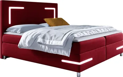 Produktbild von MIRJAN24 Boxspringbett Delos LED, Ehebett mit Hauptmatratze, Topper und LED-Beleuchtung, zwei Bettkästen (Fresh 08, Größe: 160x200 cm)