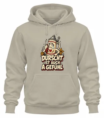 Produktbild von Durscht ist auch a Gefühl Bier Trachtenshirt Lederhose Hoodie Kapuzenpullover, Natur, M