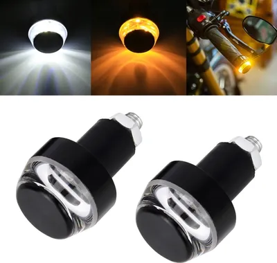 Produktbild von 2 PCS Motorrad Turn Double Light Grip Bar Plug Strobe Side Marker End LED Handlebar Lampe, gelbes und weißes Licht