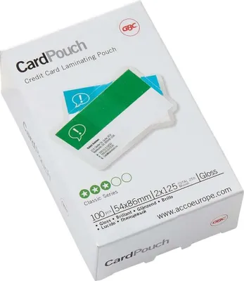 Obrázok produktu pre GBC Card Pouch, Lesklý, 54x86, 54 mm, 0,25 mm, 86 mm, 100 kusov