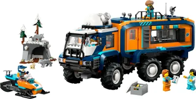 Produktbild von LEGO City Arktis-Truck mit Labor – Bau- und Spielset – Erkundungsfahrzeug mit Lenkung und Federung – inkl. Schneescooter, 5 Mini-Figuren und 3 Wolfsfiguren – Geschenk für Jungen ab 8 Jahren – 60471