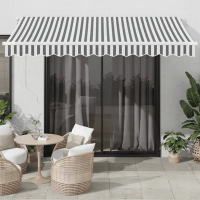 Produktbild von Möbel Markise mit LED-Beleuchtung Manuell Anthrazit & Weiß 350x250 cm - Markisenstoff 3215782