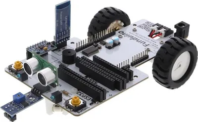 Produktbild von FunBot Roboterplattform mit Ultraschallsensor, Liniensensor, RGB-LEDs, lötfrei, für Arduino, Raspberry Pi, ESP32