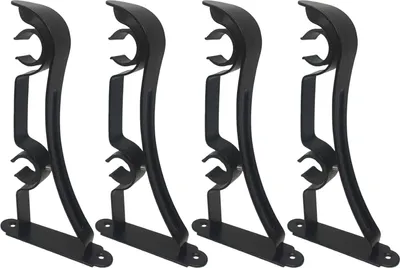Produktbild von 4 Stück Gardinenstangenhalterung, robuste Gardinenstangenhalter, Stangenhaken für Wandgardinen, einzelne Stangen, Stützhalterungen für 2,4–2,8 cm lange Gardinenstangen