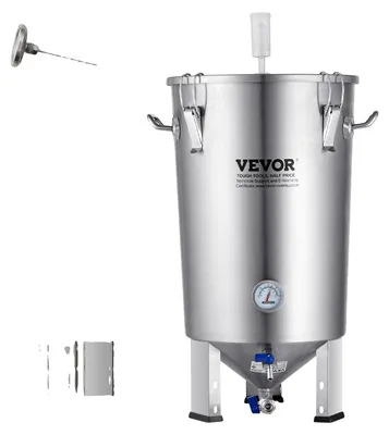 Image de Unité de brassage de bière VEVOR Appareil de brassage de bière en acier inoxydable Fermenteur de bière 30 L, seau de brassage-fermenteur pour le brassage, accessoire de brassage à domicile avec socle, cuve-suppresseur y compris couvercle, poignée, vanne, robinet de soutirage