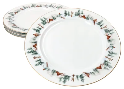 Zdjęcie produktu dla 4x Chalet talerz obiadowy Ø27,3cm porcelanowy talerz dla 4 osób duży talerz obiadowy zimowy