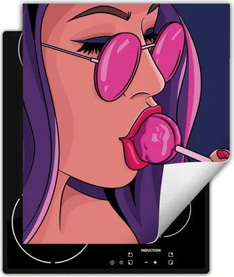 Produktbild von DarHaus Herdabdeckplatte 45x52 cm Anti Rutsch Matte Aufrollbar, pop art. - Frau
