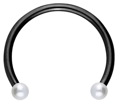 Produktbild von Ohrpiercing, Nasenpiercing, Septum Piercing Chirurgenstahl Hufeisenring SYNTHETISCHE PERLEN Farbe: Schwarz + Perlengröße: 2,5mm Innendurchmesser: 12mm + Stabstärke: 1,2mm