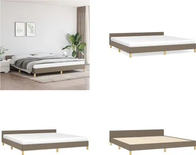 Produktbild von vidaXL Bettgestell mit Kopfteil Taupe 200x200 cm Stoff - Bettgestell Mit Kopfteil - Bettgestelle Mit Kopfteil - Bettgestell - Bett Mit Kopfteil
