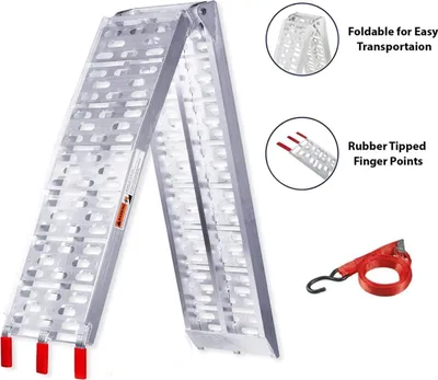 Produktbild von Wolketon 1 x Auffahrrampe 340kg Faltbare Alu Rampe Motorradrampe Antirutsch Laderampe fuer Motorrad oder Mofa
