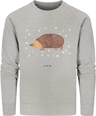 Produktbild von Mr. & Mrs. Panda Bio Pullover Igel Herzen Größe M - Heather Grey - Geschenk, Pulli, Herz, Nachhaltiger, Baumwoll, Leben, Liebe, Sweatshirt, Vertrauen, Lustige Sprüche