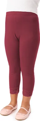 Produktbild von Merry Style Mädchen 3/4 Leggings aus Baumwolle mit Spitze MS10-228 (Weinrot, 140 cm)