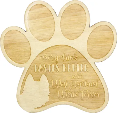 Produktbild von West Highland White Terrier, Weißer Hochlandterrier, Westie - Tasse Untersetzer, graviert Untersetzer mit Hund, Geschenk für Hundeliebhaber von Art-Dog Marke