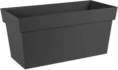 Image de Jardinière Muret EDA Toscane, 74 L, 79 x 35 x H.39 cm, Gris Anthracite, Avec Roulettes, Réserve d'eau