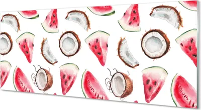Produktbild von Glasbilder 125x50 Wandkunst Kokoswassermelone