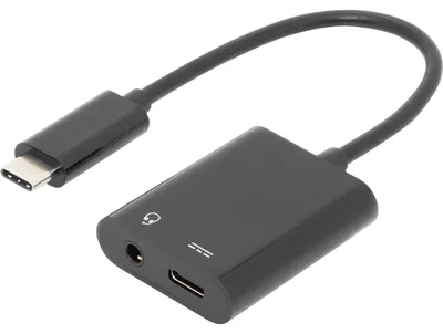 Zdjęcie produktu dla Digitus Adapter / konwerter USB-C, USB-C na USB-C + gniazdo 3,5 mm, USB 3.2 Gen 1 (3.1 Gen 1) Type-C, Czarny, 3.5mm, USB 3.2 Gen 1 (3.1 Gen 1) Type-C, Chiny, 5 A, 1 szt.